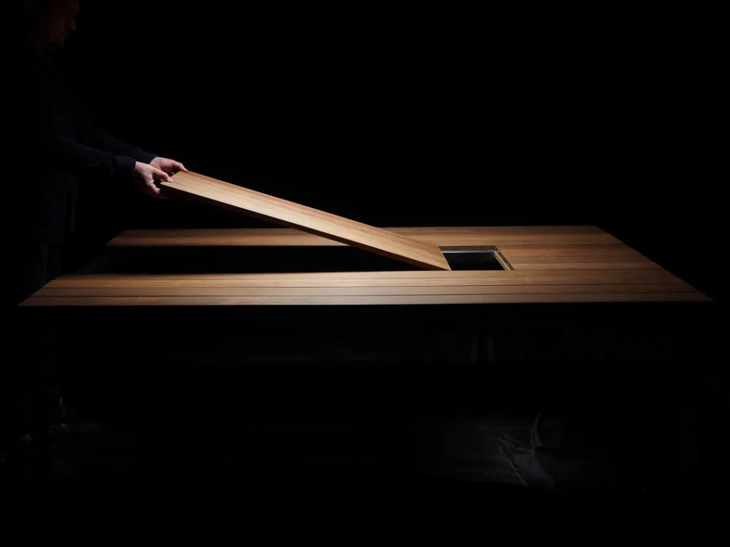 Umbau Anleitung Tisch mit integriertem Grill multifunktional Gartentisch